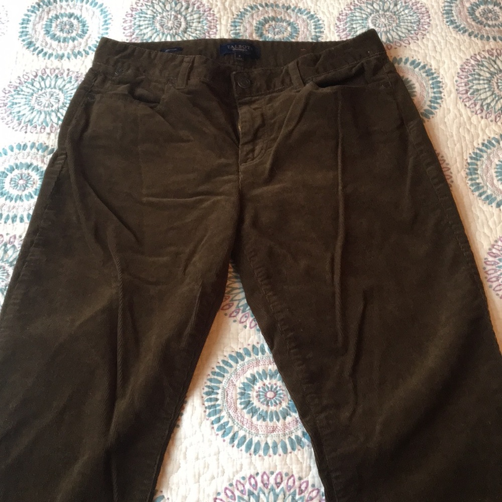 Talbots dark green corduroy pants, size 8